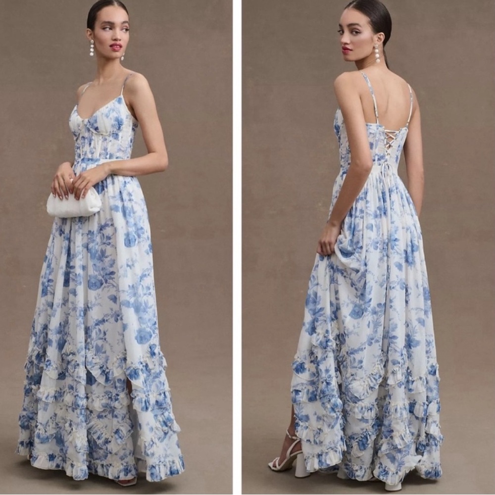 V Chapman Size 10 Carmen Dress in Provencal Blue Floral